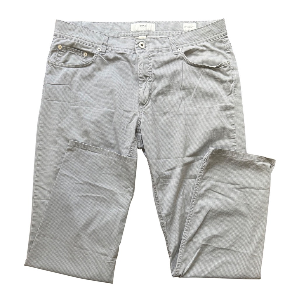 Brax Feel Good Cooper Fancy Pants‎ Mens 35x29 Grey Regular Fit Micro Pattern